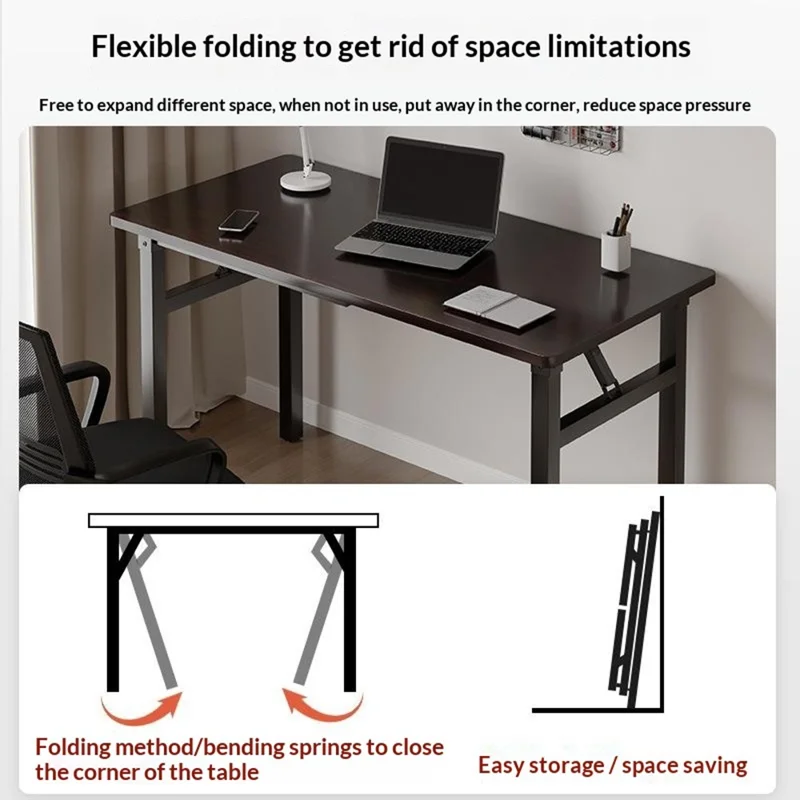 Klapptisch 80x40x75 cm mit Doppelstangen-Verstrebung Computertisch Büro- und Schreibtisch Keine Montage erforderlich – Schwarz