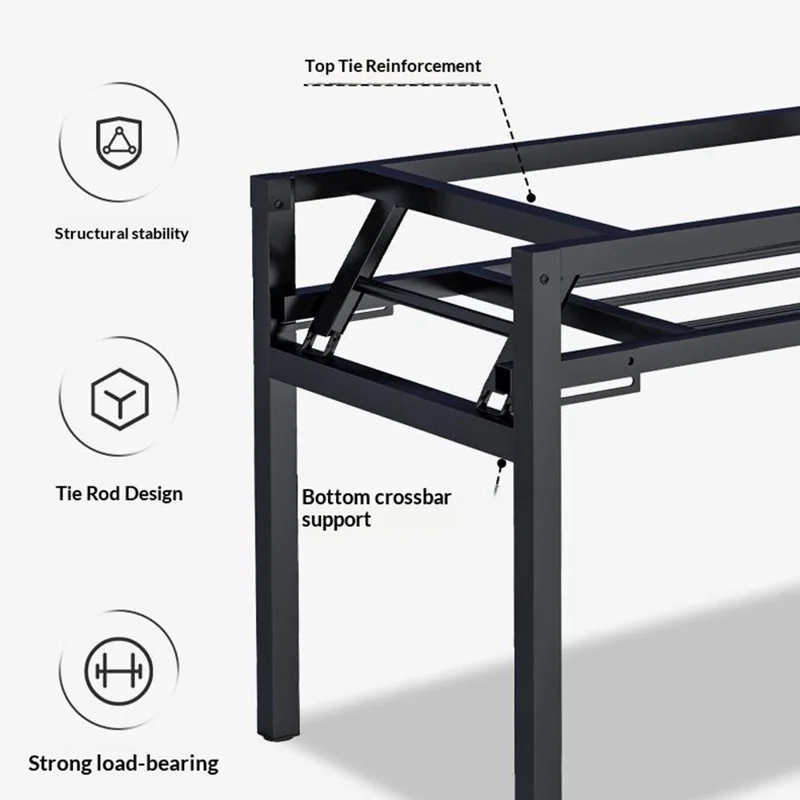 Faltbarer Tisch 80x50x75 cm, Doppelstangen-Computer-Schreibtisch, Büro- und Lernschreibtisch, keine Montage erforderlich – Schwarz