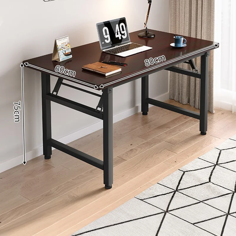 Faltbarer Tisch 80x60x75 cm, Computertisch mit Doppelstangenverstärkung, Schreibtisch für Büro und Studium, keine Montage erforderlich – Schwarz