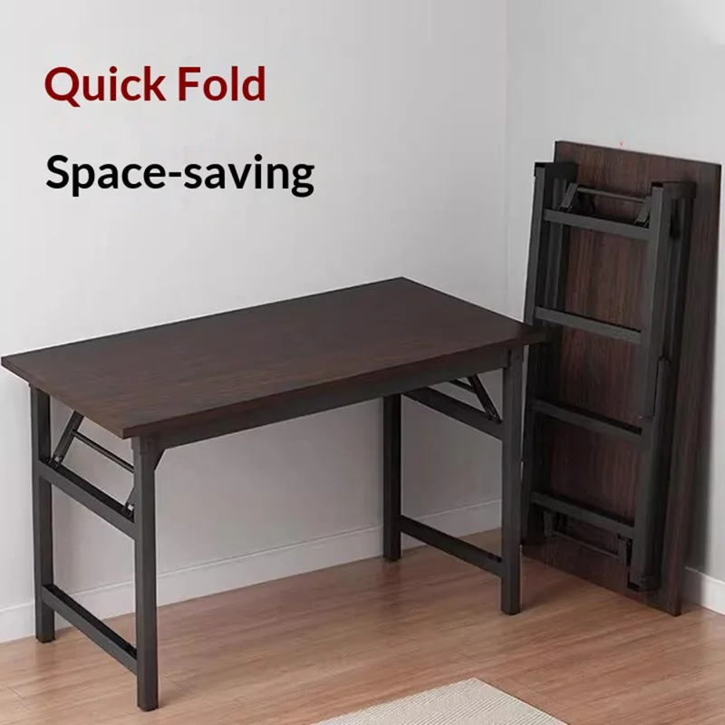 Klapptisch 100x50x75 cm Doppelstangen-Computer-Schreibtisch Büro- und Lernschreibtisch für zu Hause, keine Montage erforderlich – Schwarz