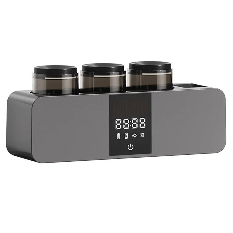 RA-613 Suporte Esterilizador de Escovas de Dentes UV Inteligente com Montagem na Parede, 6 Espaços, Carregamento Solar de 1800 mAh, Ecrã Digital, Suporte de Armazenamento e Esterilização - Cinza Escuro
