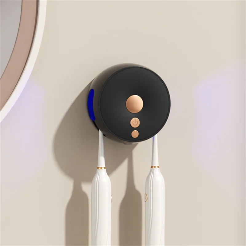 RA-985 Suporte de Escova de Dentes com Esterilizador UV Inteligente Montado na Parede, Secador de Ar Quente a 60°C, Organizador com Carregamento Rápido Tipo-C