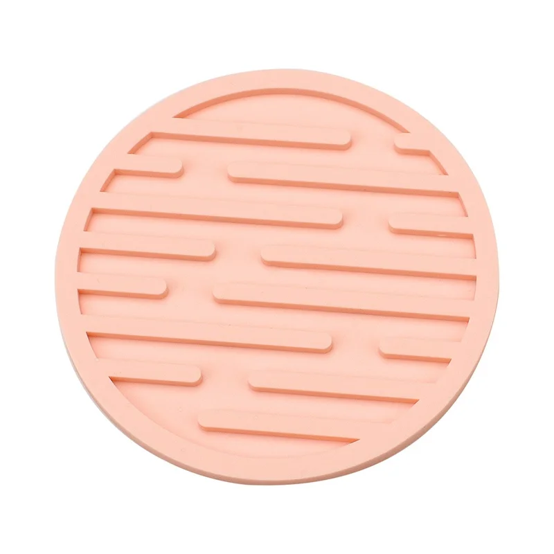 Dessous de Verre Rond Épais en Silicone de 10 cm, Anti-Dérapant, Résistant à la Chaleur, Tapis pour Bouteille d'Eau, Tasse à Boire - Rose