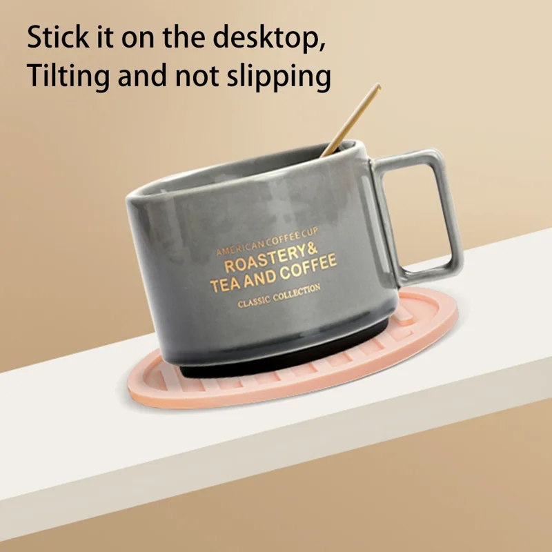 Dessous de Verre Rond Épais en Silicone de 10 cm, Anti-Dérapant, Résistant à la Chaleur, Tapis pour Bouteille d'Eau, Tasse à Boire - Rose