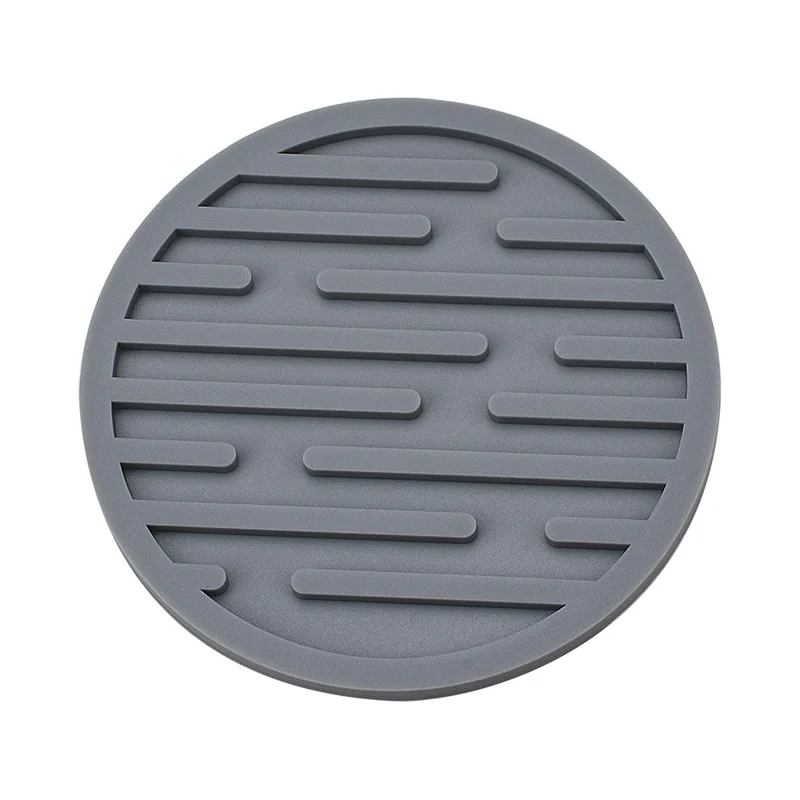 10cm Round Thick Silicone Mug Coaster Non-Slip Heat-Resistant Water Bottle Cup Drink Mat Pad - Grey