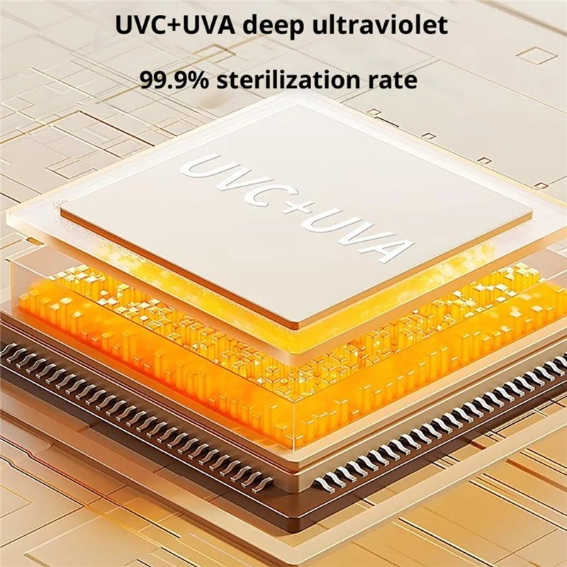 RA-611 Suporte Esterilizador Inteligente de Escovas de Dentes com UV Duplo 99,9% de Esterilização 1800mAh Secagem com Ar Quente Suporte Organizador com Montagem em Parede - Bege