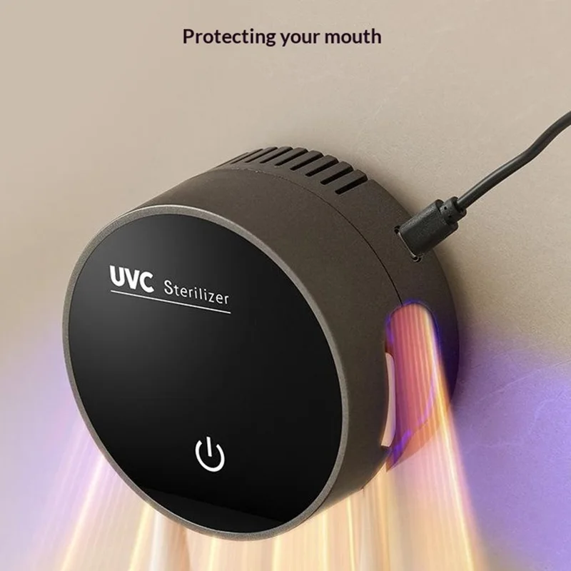 RA-983 Support intelligent pour brosse à dents stérilisateur UVC support de chargement mural USB-C séchage à air chaud range-couverts - Noir