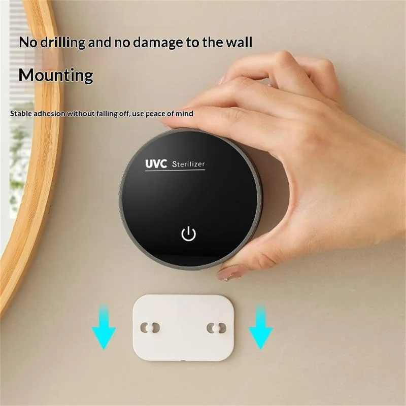 RA-983 Support intelligent pour brosse à dents stérilisateur UVC support de chargement mural USB-C séchage à air chaud range-couverts - Noir