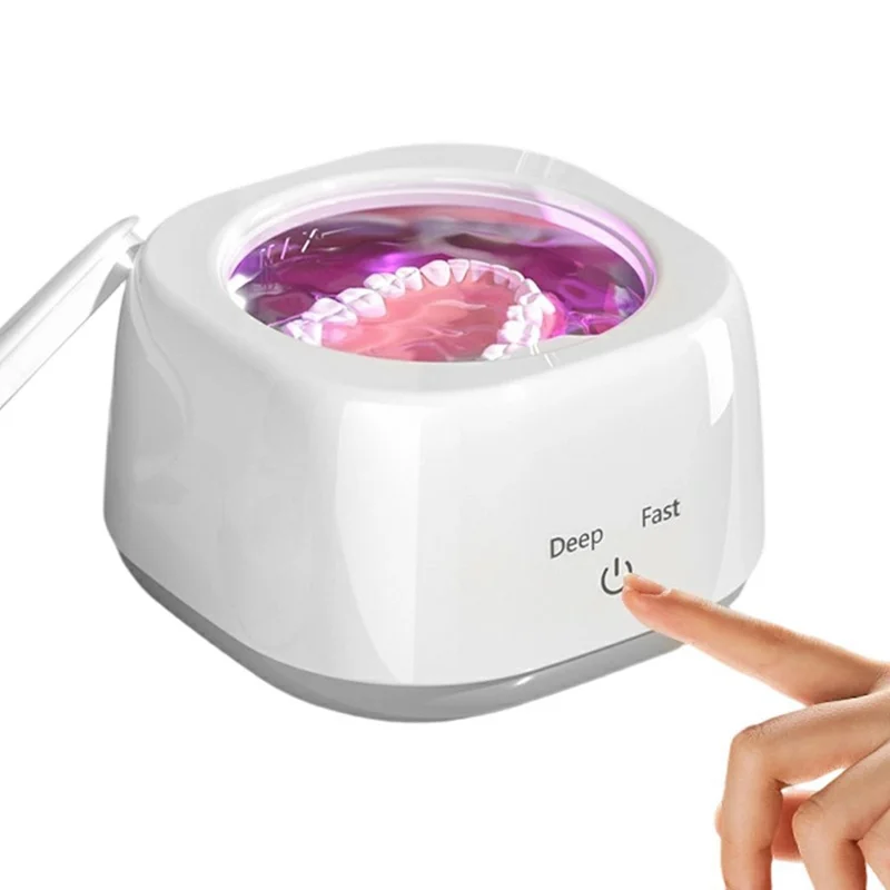 RA-960 Limpiador Ultrasónico 250 mL 48 kHz, Estufa con Esterilización UV, Aparato de Limpieza Doméstica para Placas, Joyas, Prótesis Dental - Blanco / Enchufe UE