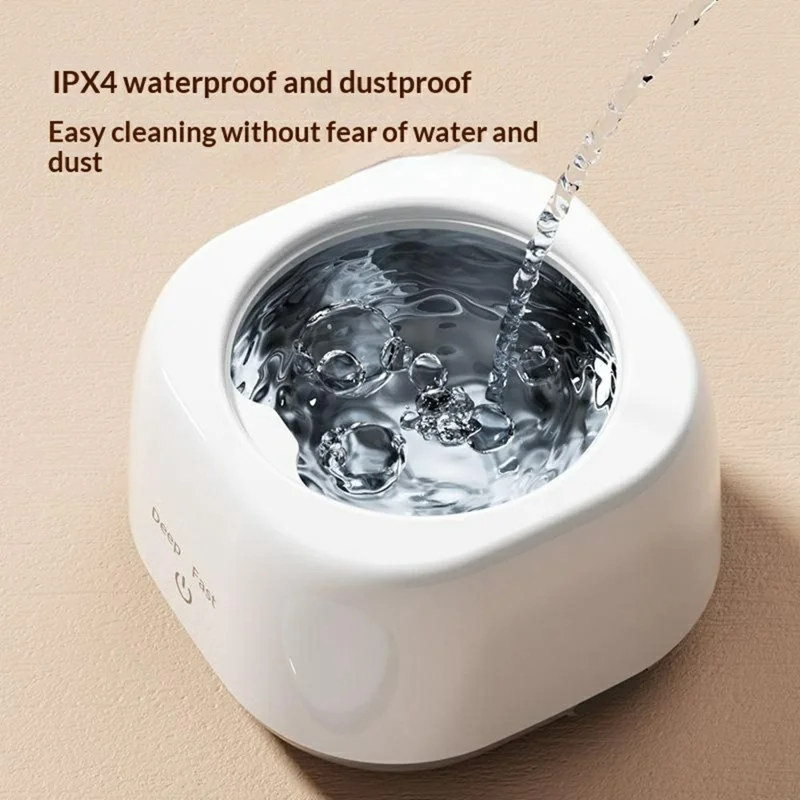 RA-960 Limpiador Ultrasónico 250 mL 48 kHz, Estufa con Esterilización UV, Aparato de Limpieza Doméstica para Placas, Joyas, Prótesis Dental - Blanco / Enchufe UE