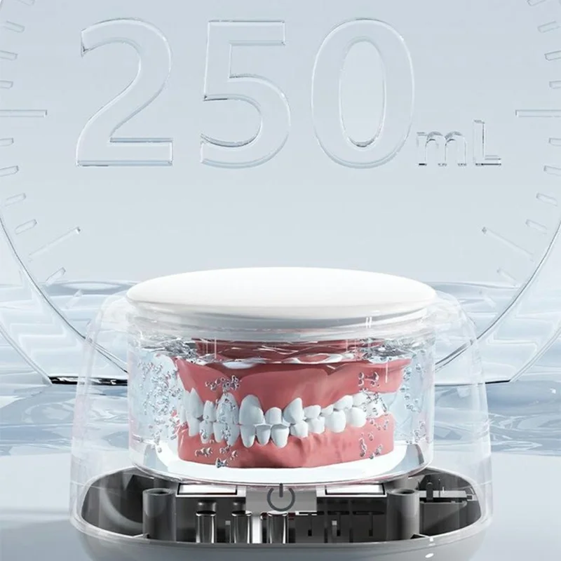 RA-960 Limpiador Ultrasónico 250 mL 48 kHz, Estufa con Esterilización UV, Aparato de Limpieza Doméstica para Placas, Joyas, Prótesis Dental - Blanco / Enchufe UE