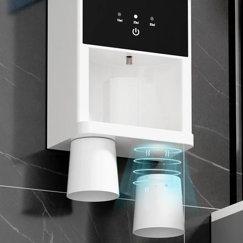 RA-981 Distributore Automatico di Collutorio da Parete con Sensore IR a 3 Livelli, Dispositivo per l'Assistenza Orale con Alimentazione Type-C - Bianco