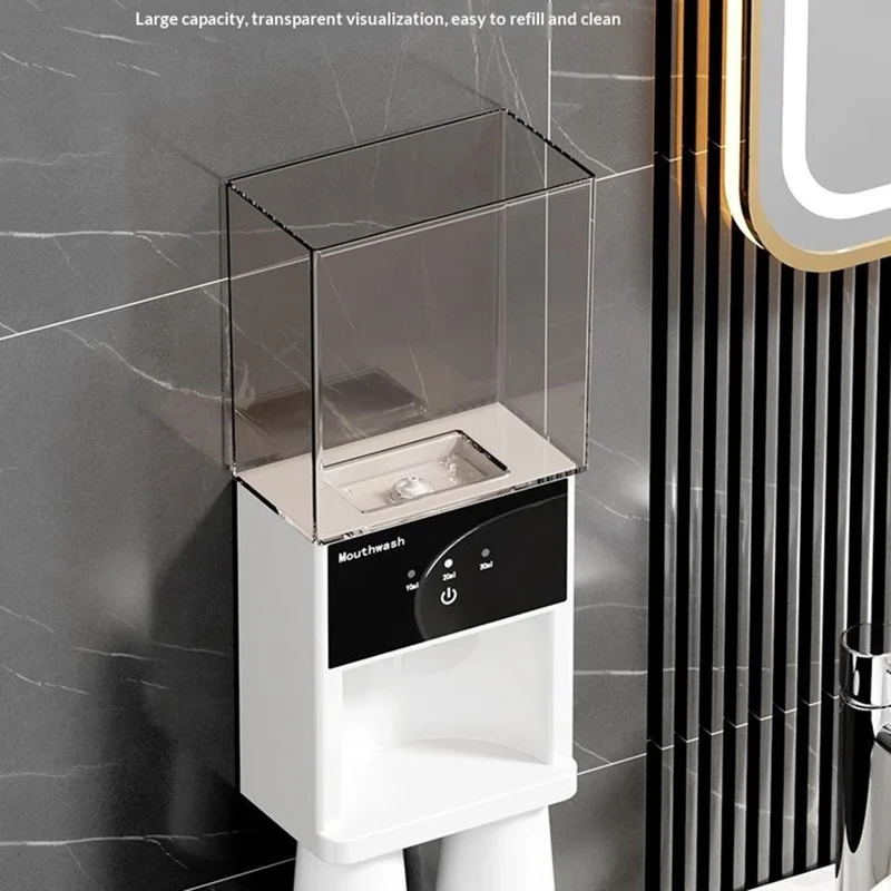 RA-981 Distributore Automatico di Collutorio da Parete con Sensore IR a 3 Livelli, Dispositivo per l'Assistenza Orale con Alimentazione Type-C - Bianco