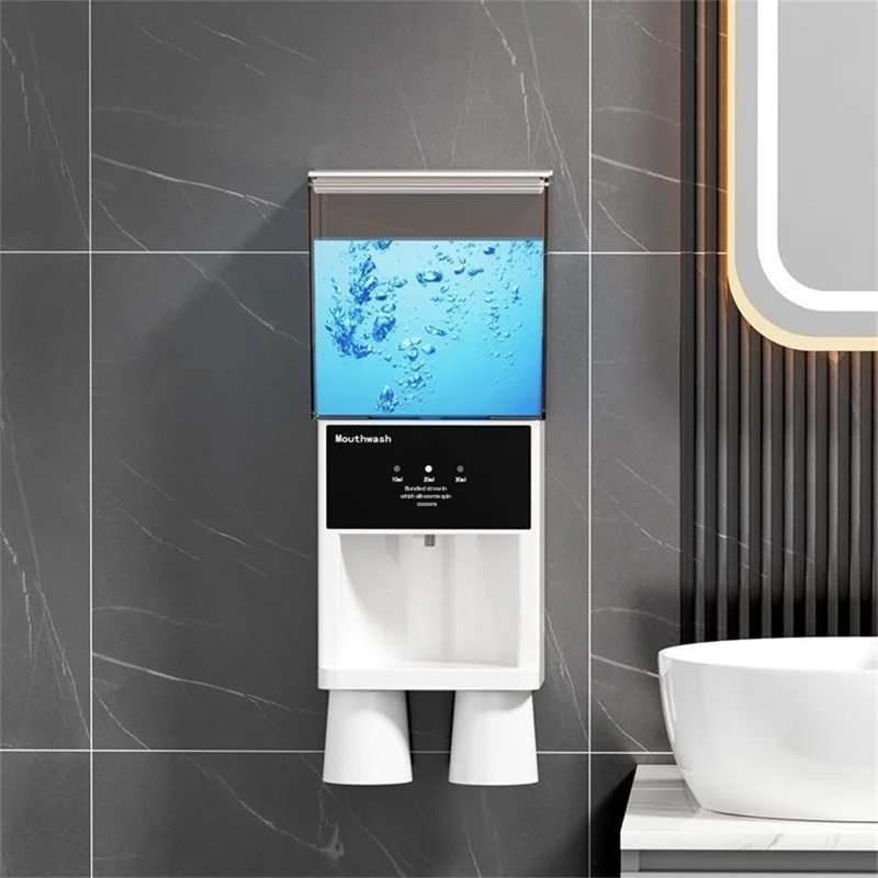 RA-981 Distributore Automatico di Collutorio da Parete con Sensore IR a 3 Livelli, Dispositivo per l'Assistenza Orale con Alimentazione Type-C - Bianco