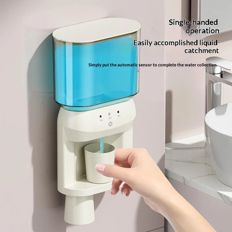 RA-980 Distributore Automatico da Parete per Collutorio 600ml ad Alta Capacità con Sensore Intelligente e Ricarica Type-C, Dispositivo per Cura Orale con 3 Velocità - Bianco