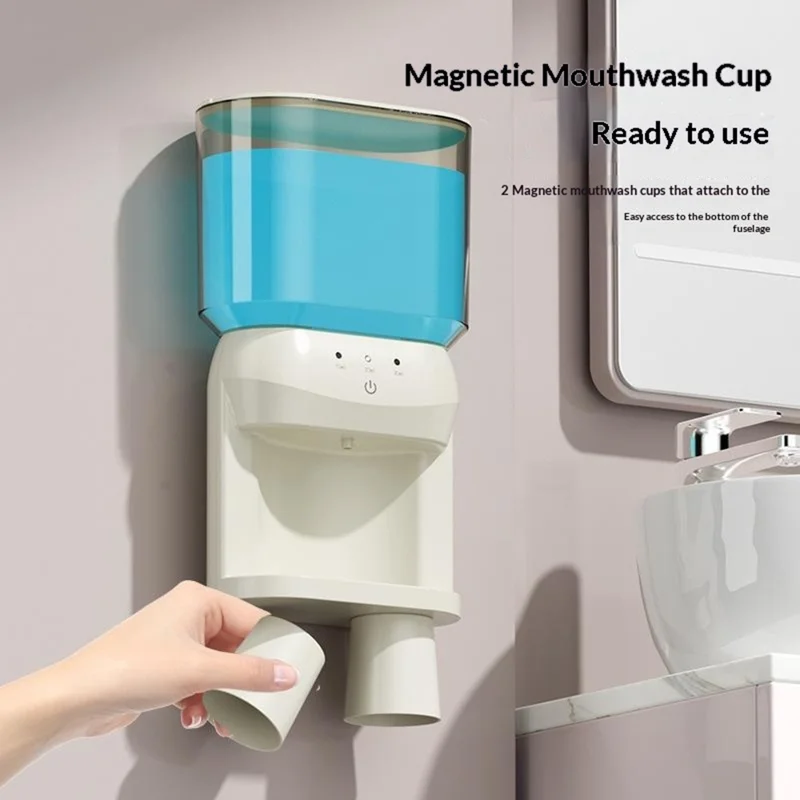 RA-980 Distributore Automatico da Parete per Collutorio 600ml ad Alta Capacità con Sensore Intelligente e Ricarica Type-C, Dispositivo per Cura Orale con 3 Velocità - Bianco