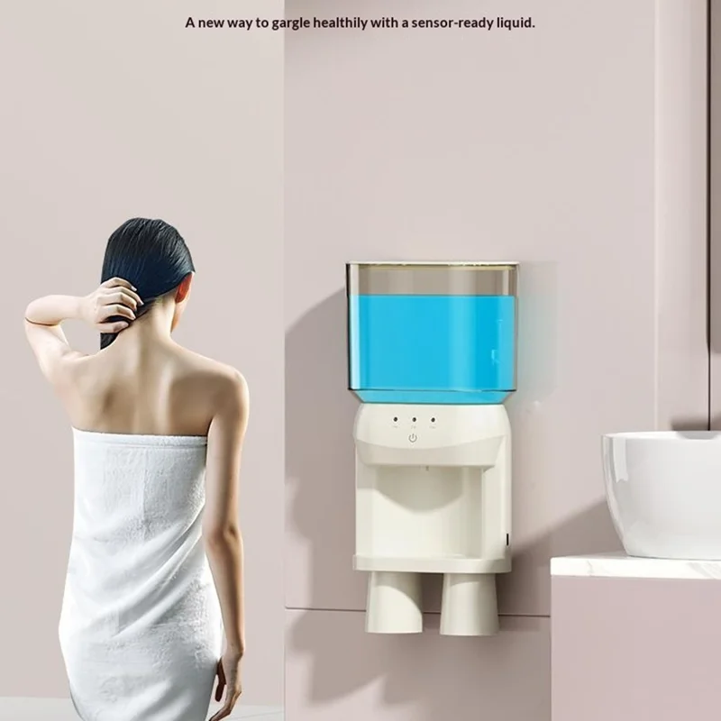 RA-980 Distributore Automatico da Parete per Collutorio 600ml ad Alta Capacità con Sensore Intelligente e Ricarica Type-C, Dispositivo per Cura Orale con 3 Velocità - Bianco