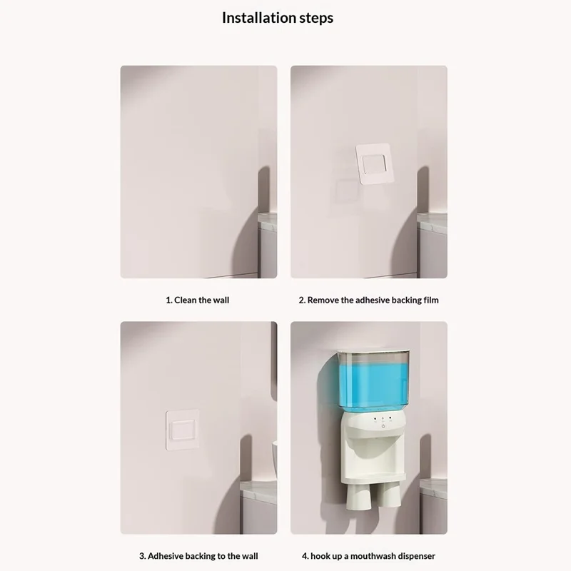 RA-980 Distributore Automatico da Parete per Collutorio 600ml ad Alta Capacità con Sensore Intelligente e Ricarica Type-C, Dispositivo per Cura Orale con 3 Velocità - Bianco