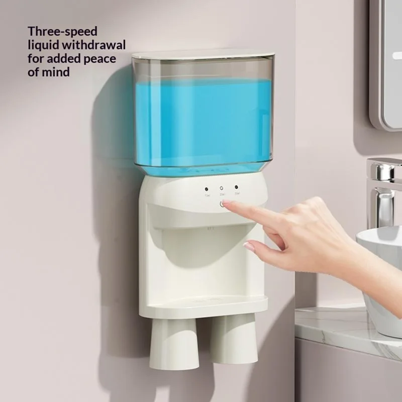 RA-980 Distributore Automatico da Parete per Collutorio 600ml ad Alta Capacità con Sensore Intelligente e Ricarica Type-C, Dispositivo per Cura Orale con 3 Velocità - Bianco