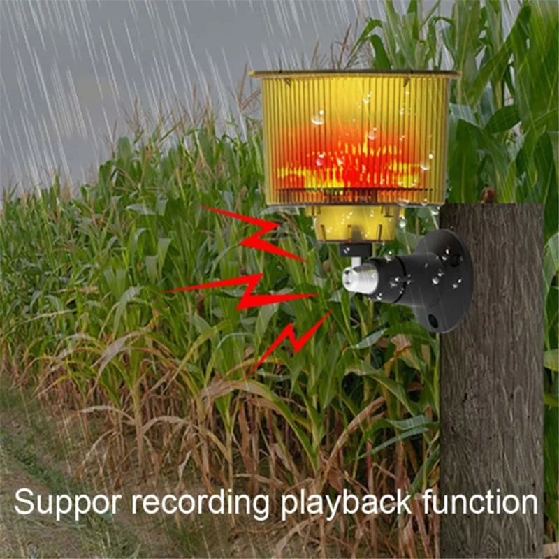 N911R Solar Birds / Animals Repeller Solar Recording Timer Sound and Light Alarm - Amarelo