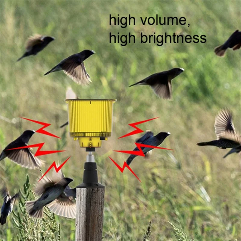 N911R Solar Birds / Animals Repeller Solar Recording Timer Sound and Light Alarm - Amarelo