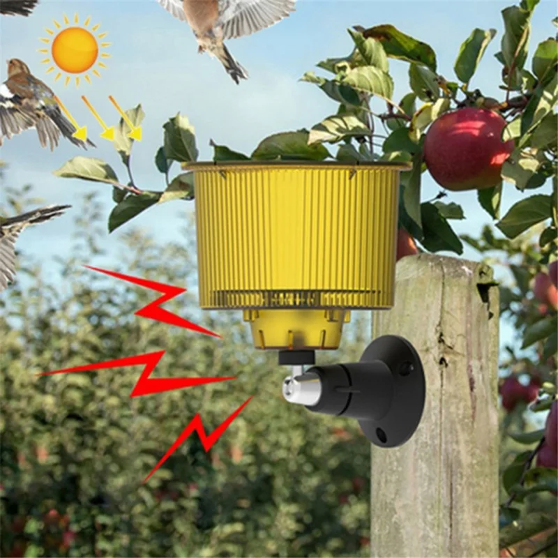 N911R Solar Birds / Animals Repeller Solar Recording Timer Sound and Light Alarm - Amarelo