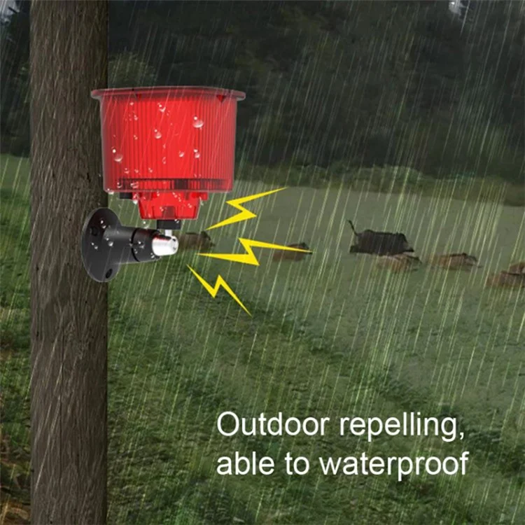 N911R Solar Birds / Animals Repeller Solar Recording Timer Sound and Light Alarm - Red