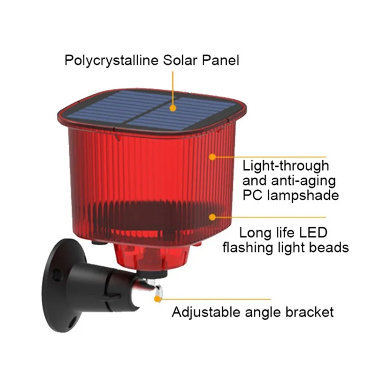 N911R Solar Birds / Animales Repeller Repeller Solar Recording Temperador Suena y Alarma de Luz - Rojo