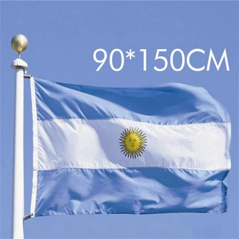 Flaga Argentyny 90x150 cm 3x5 ft, poliestrowa tarcza narodowa z uchwytami do wyświetlenia