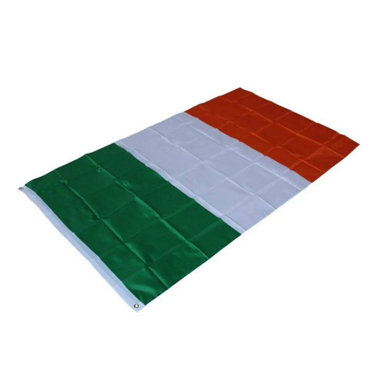 Flaga Irlandii 90x150 cm (3x5 stóp), poliestrowa flaga narodowa z uchwytami do wyświetlania wewnętrznie i zewnętrznie