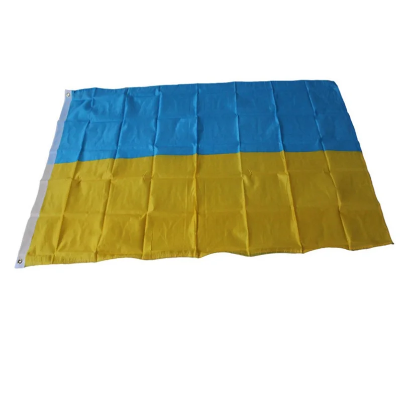 Flaga Ukrainy 90x150 cm, 3x5 stóp, poliestrowa flaga narodowa z uchwytem metalowym do wyświetlania na zewnątrz