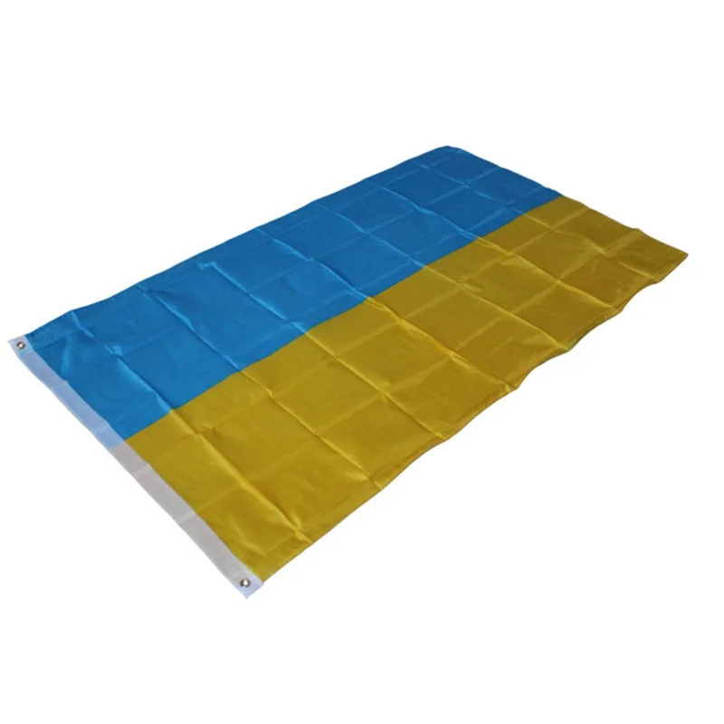 Flaga Ukrainy 90x150 cm, 3x5 stóp, poliestrowa flaga narodowa z uchwytem metalowym do wyświetlania na zewnątrz