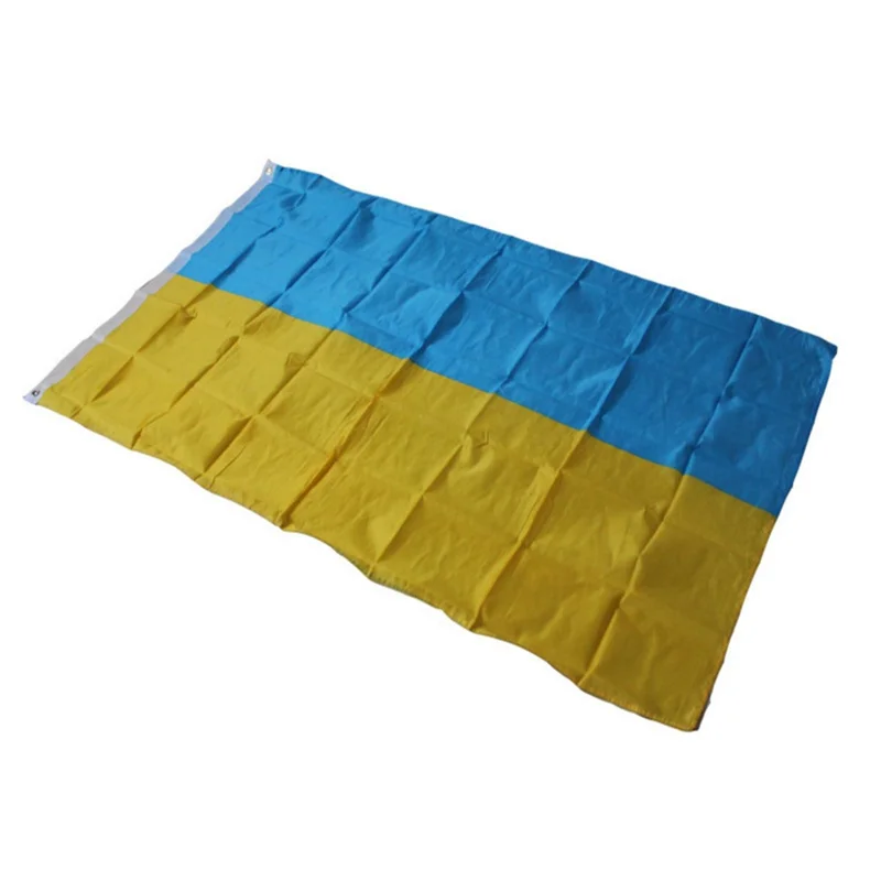 Flaga Ukrainy 90x150 cm, 3x5 stóp, poliestrowa flaga narodowa z uchwytem metalowym do wyświetlania na zewnątrz
