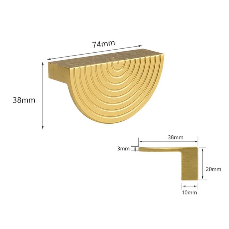 Semicircle Cabinet Door Pulls Aluminum Alloy Bronze Wardrobe Door Handle with 22mm Screw, Size: S