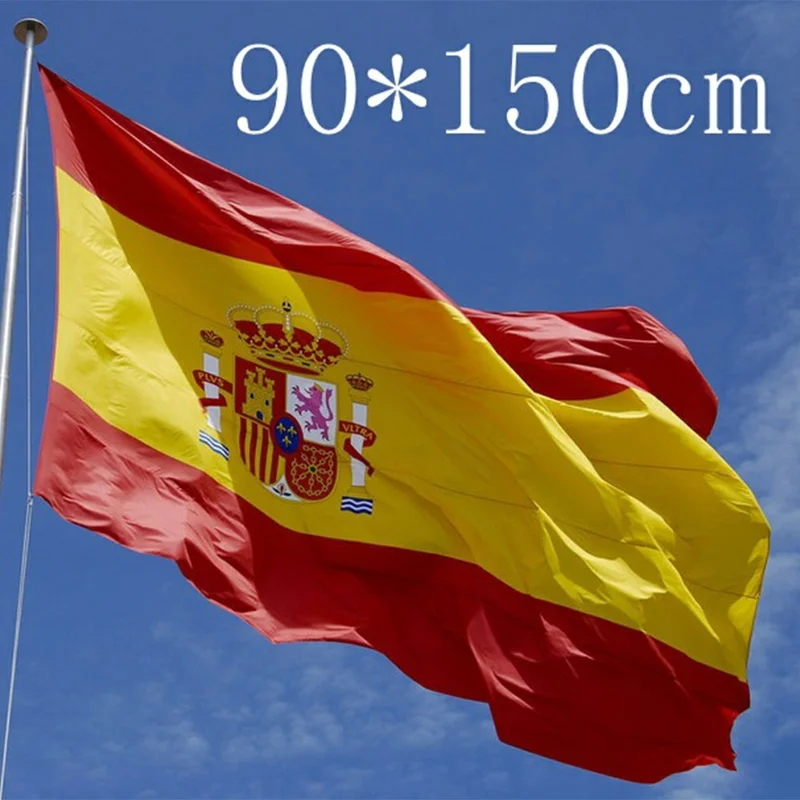 Flaga Hiszpanii 90x150 cm 3x5 ft, poliestrowa flaga narodowa Hiszpanii do użytku wewnętrzengo i zewnętrznego