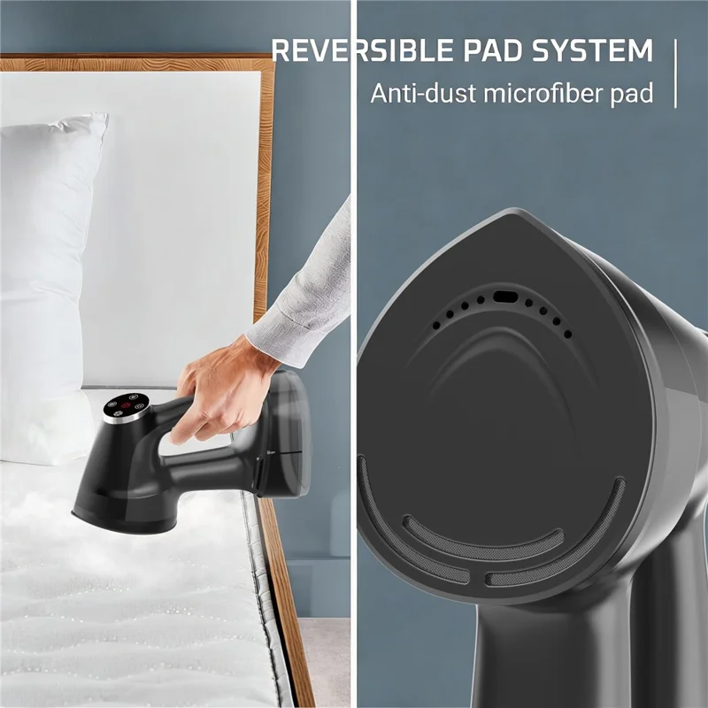 Handheld Steam Iron Garment Steamer 400ml Large Tank LCD Touch Screen Auto-Grip  Ironing Machine Steam Iron for Travel Home - Black  /  EU Plug