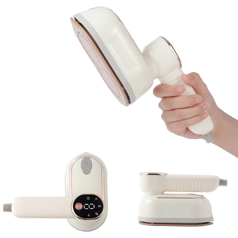 Mini Garment Steamer 2-in-1 Portable Handheld 1200W 180 Degree Rotating Handle Flat Hanging Ironing Machine Steam Iron - White