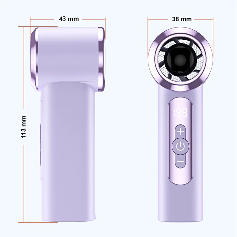 Ventaglio Mini Portatile con Display LED Motore Brushless 2000mAh Type-C 199 Velocità - Viola