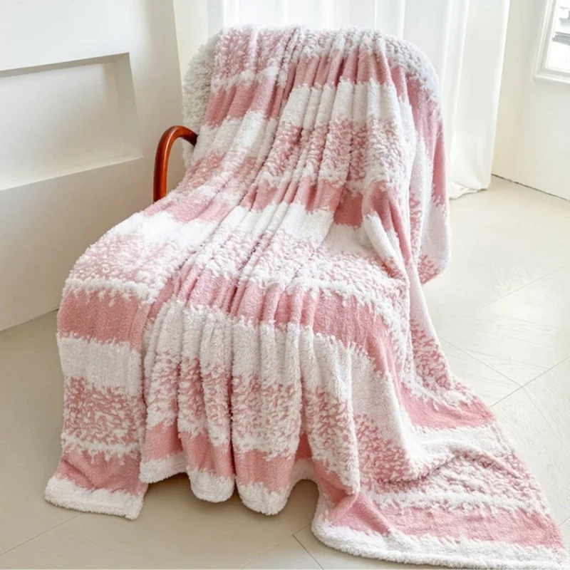 150x200cm Koc z Czarnego Aksamitu z Motywem Śnieżynki Koc na Kanapę, Pochylny Koc z Miękkiego Fleece, Ciepły i Delikatny dla Skóry - Różowy