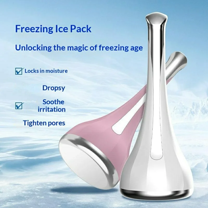 Rouleau facial Ice Rose - Massager froid pour resserrer les pores et apaiser la peau, outil de soin anti-poches, rose