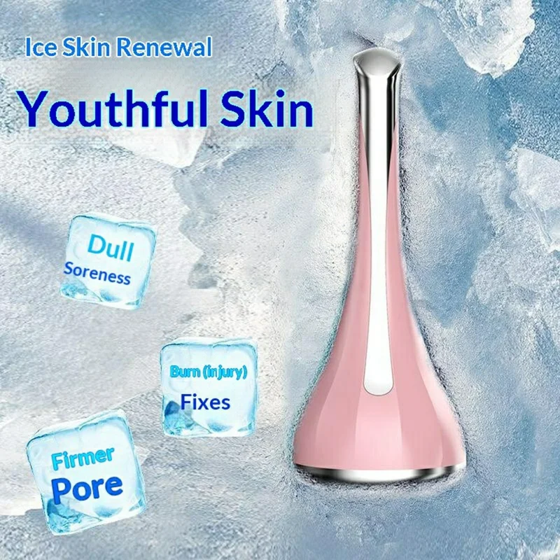 Rouleau facial Ice Rose - Massager froid pour resserrer les pores et apaiser la peau, outil de soin anti-poches, rose