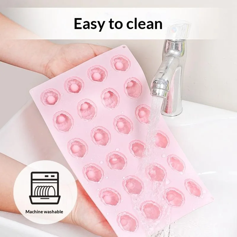 JSC4540 24-Grid Raspberry Food Grade Silicone Mold Non-Stick Easy Release Making Mold for Mousse Cake Chocolate (BPA-Free, No FDA Certified) - Pink