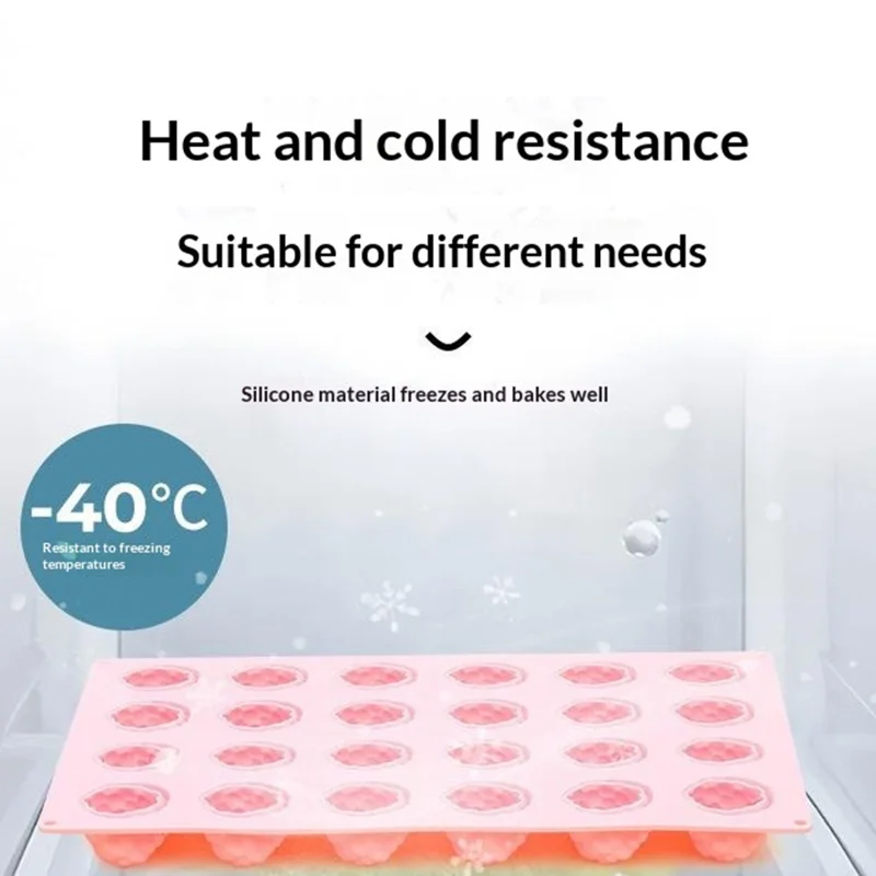 JSC4540 24-Grid Raspberry Food Grade Silicone Mold Non-Stick Easy Release Making Mold for Mousse Cake Chocolate (BPA-Free, No FDA Certified) - Pink