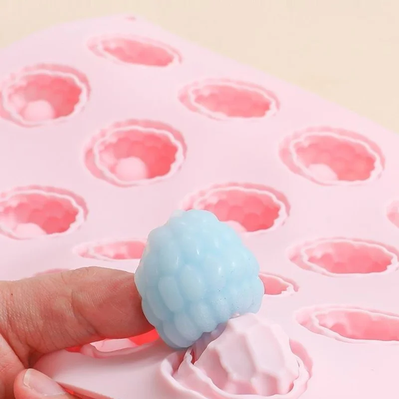 JSC4540 24-Grid Raspberry Food Grade Silicone Mold Non-Stick Easy Release Making Mold for Mousse Cake Chocolate (BPA-Free, No FDA Certified) - Pink