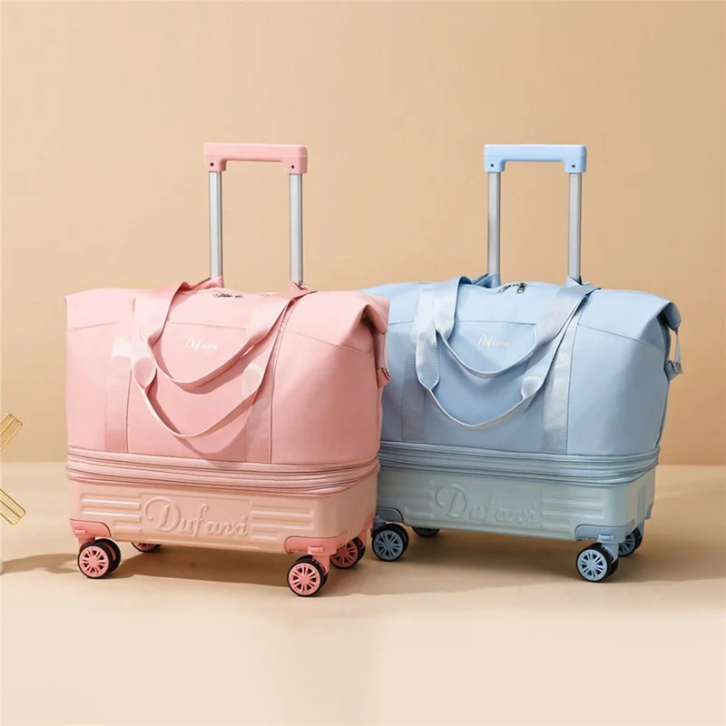 Borsa da viaggio espandibile a più strati con 4 ruote staccabili, pieghevole e impermeabile, ideale per brevi viaggi - Blu scuro