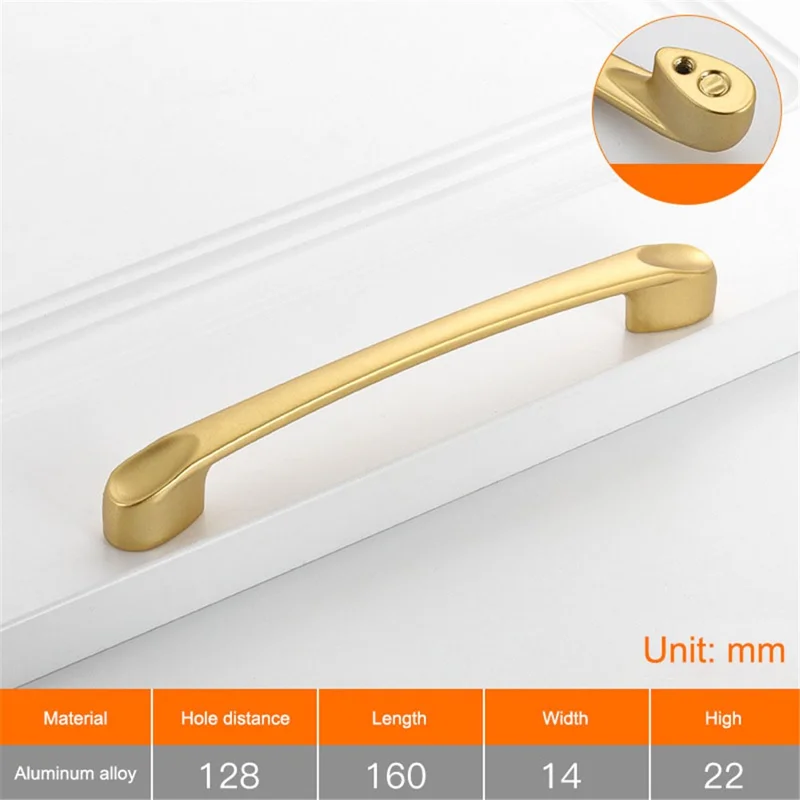 Aluminum Alloy Cabinet Handle Door Handle Furniture Pull for Kitchen Cupboard Dresser Drawer, 22mm Screw - 8103-128 Gold