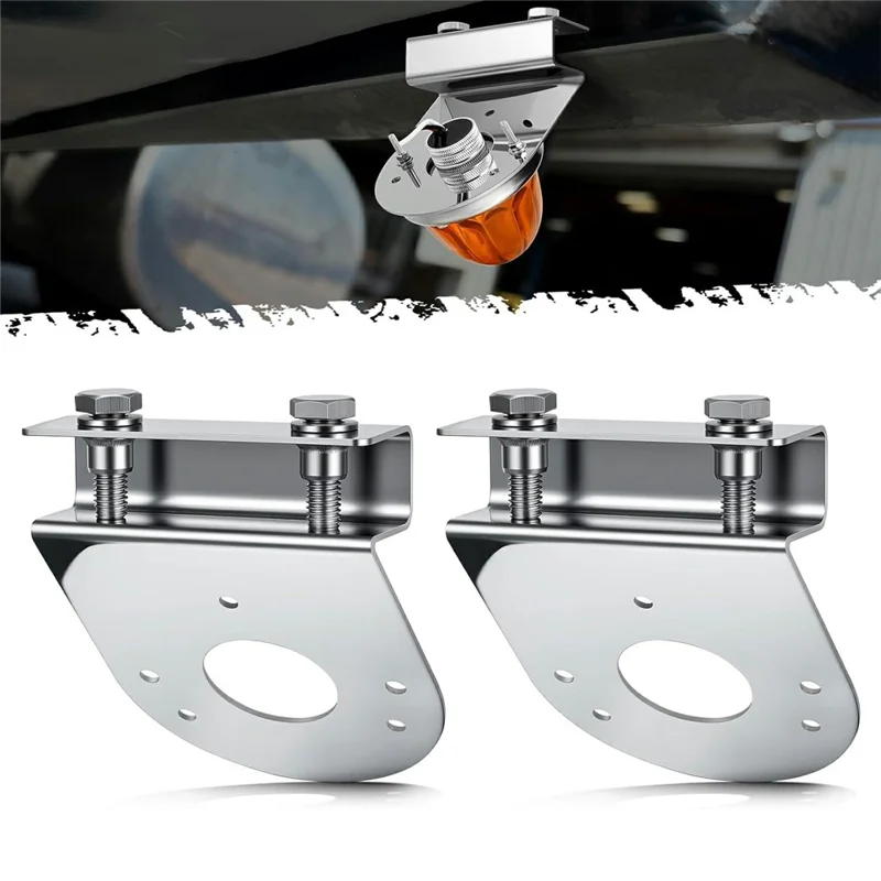 2Pcs 304 Stainless Steel Clamp-On Light Bracket 5 Degree Angle  Mounting Watermelon Lights Holder for Semi Truck - 45 Degree Angle