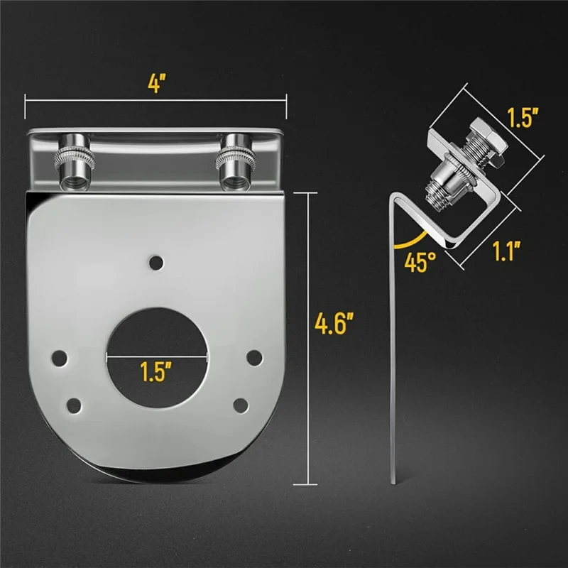 2Pcs 304 Stainless Steel Clamp-On Light Bracket 5 Degree Angle  Mounting Watermelon Lights Holder for Semi Truck - 45 Degree Angle