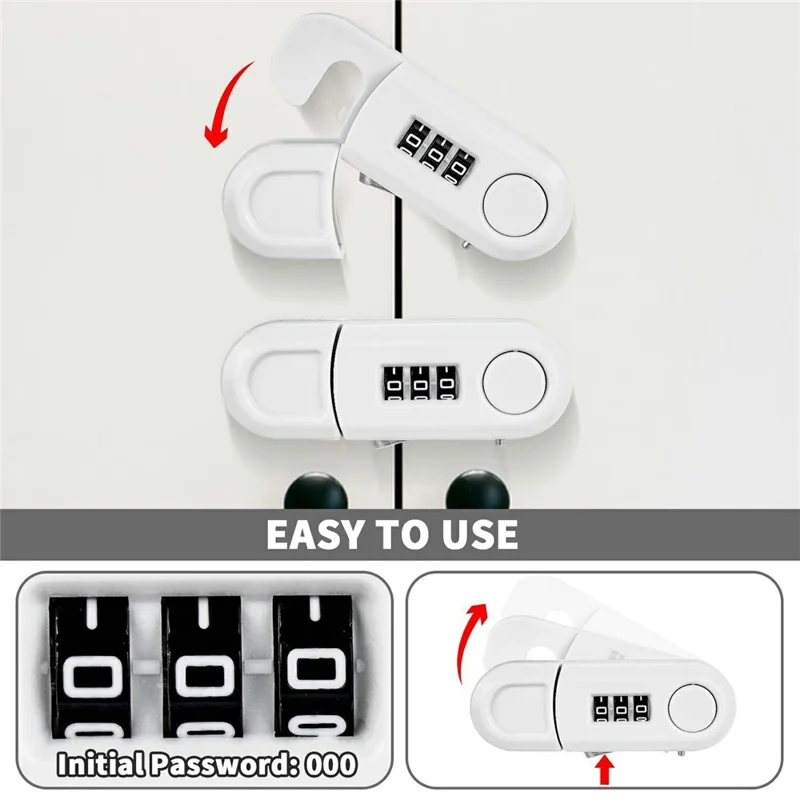 Keyless Combination Cabinet Lock 3-Digit Password Child Pet Proof Drawer Fridge Safety Lock - Black