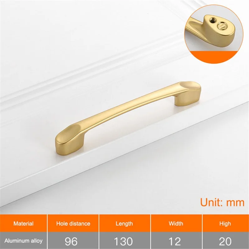 Aluminum Alloy Wardrobe Door Handle Drawer Cabinet Pull Handle Furniture Hardware, 22mm Screw - 8103-96 Gold